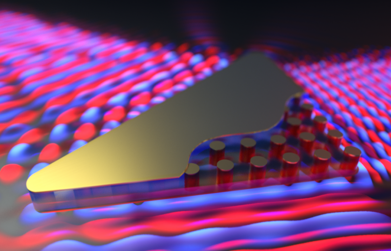 In this zero-index material there is no phase advance, instead it creates a constant phase, stretching out in infinitely long wavelengths. (Credit: Peter Allen, Harvard SEAS)